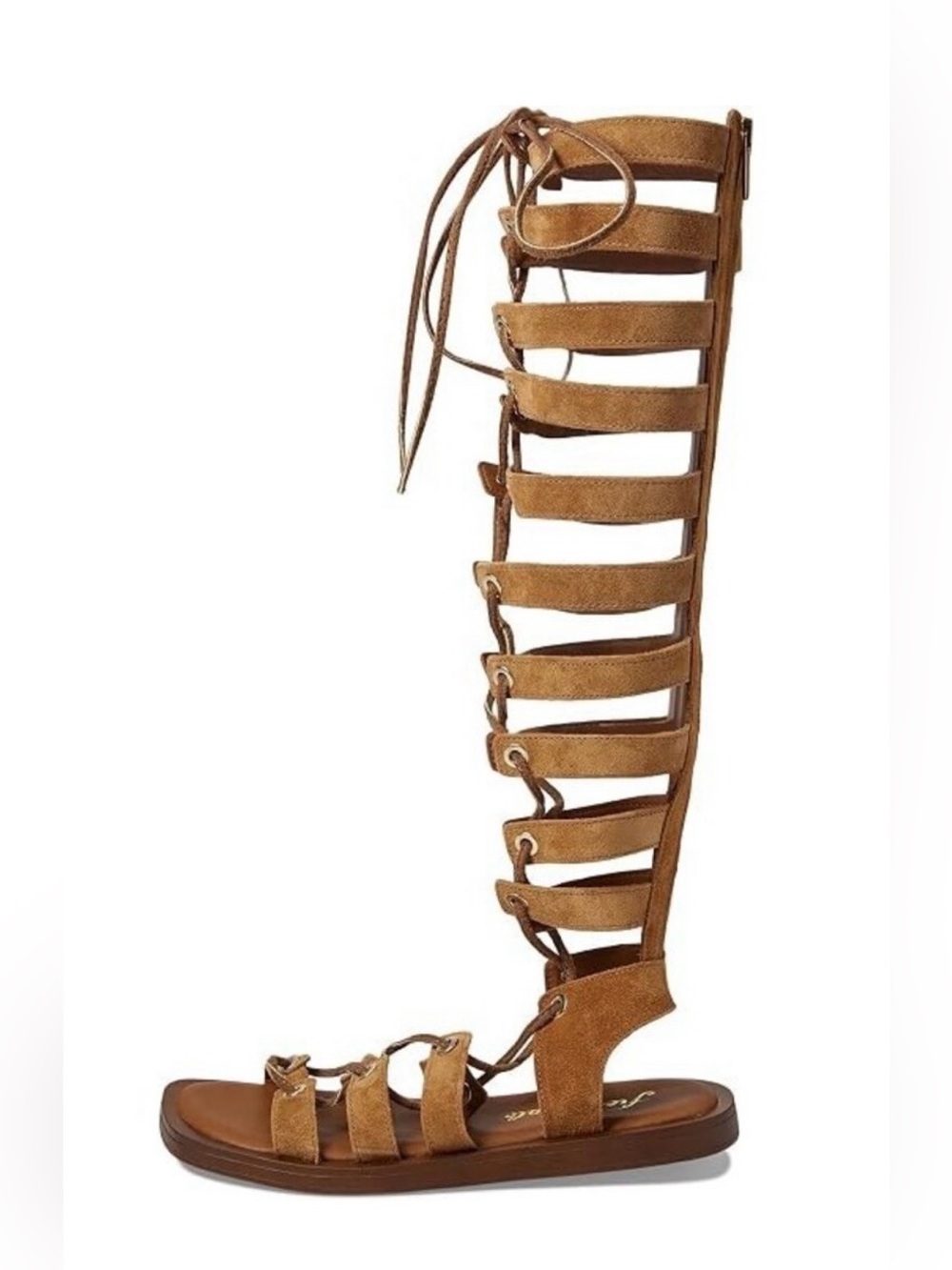 FREE PEOPLE Sunchaser Suede Gladiator Knee-High Lace-Up Sandal - Brown